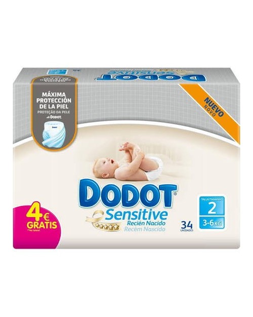 PAÑAL INFANTIL DODOT SENSITIVE RECIEN NACIDO T2 (3-6KG)