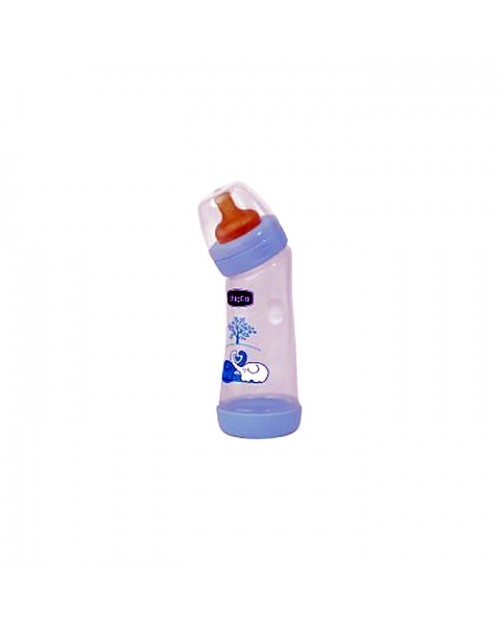 Chicco biberón angular 250ml caucho flujo normal azul 1ud