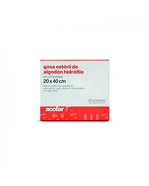 Acofar gasa estéril algodón hidrófilo 20x40cm 20uds